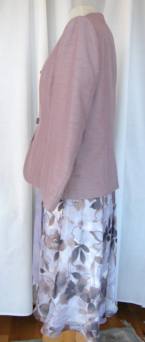 Jacques Vert HAZY DAYS RANGE CHIFFON FIT & FLARE DRESS ARCTIC BLUE & MINK FLORAL PRINT MINK SHANTUNG JACKET