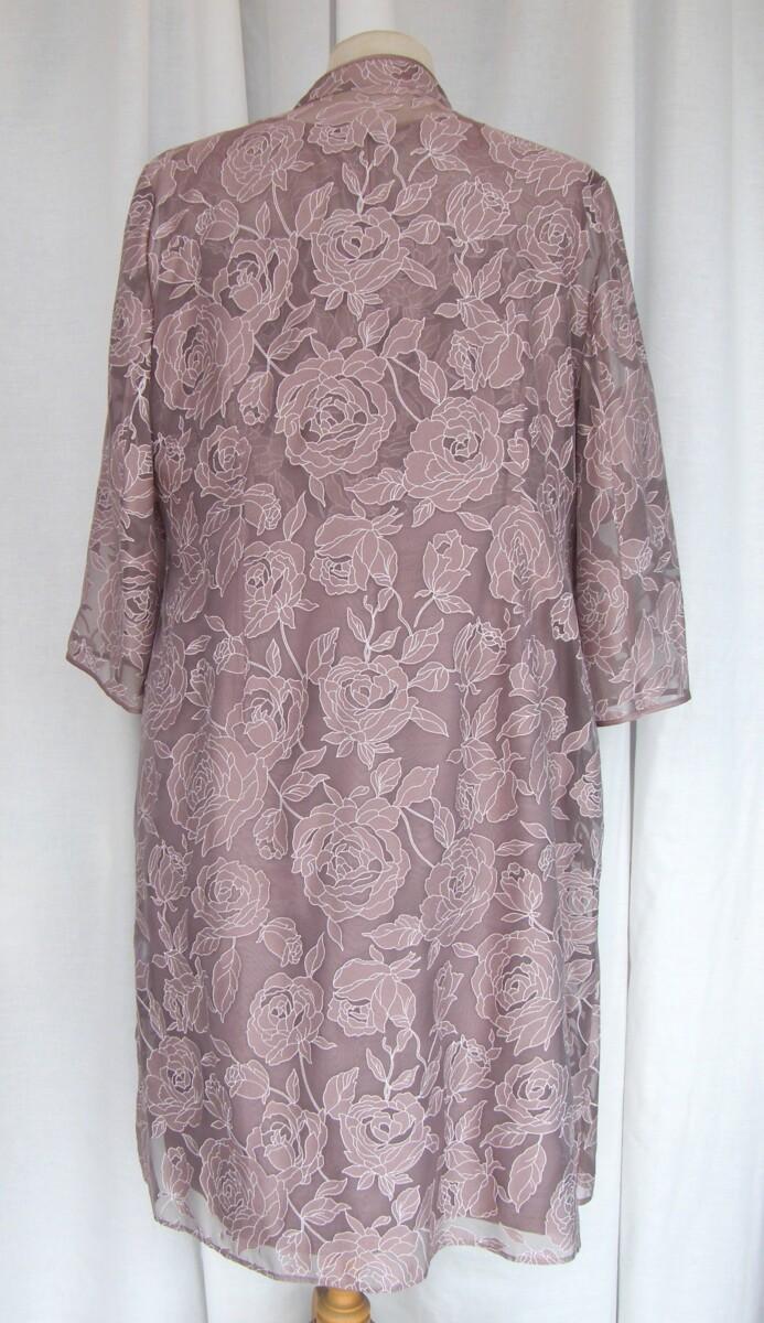 Jacques Vert HAZY DAYS RANGE MINK SHANTUNG SHIFT DRESS WITH MINK LACE BODICE & MATCHING MINK LACE COAT