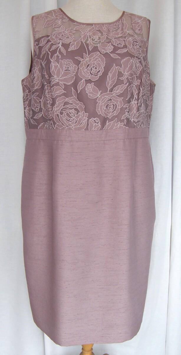 Jacques Vert HAZY DAYS RANGE MINK SHANTUNG SHIFT DRESS WITH MINK LACE BODICE & MATCHING MINK LACE COAT