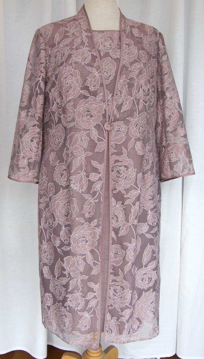 jacques vert HAZY DAYS RANGE MINK SHANTUNG SHIFT DRESS WITH MINK LACE BODICE & MATCHING MINK LACE COAT