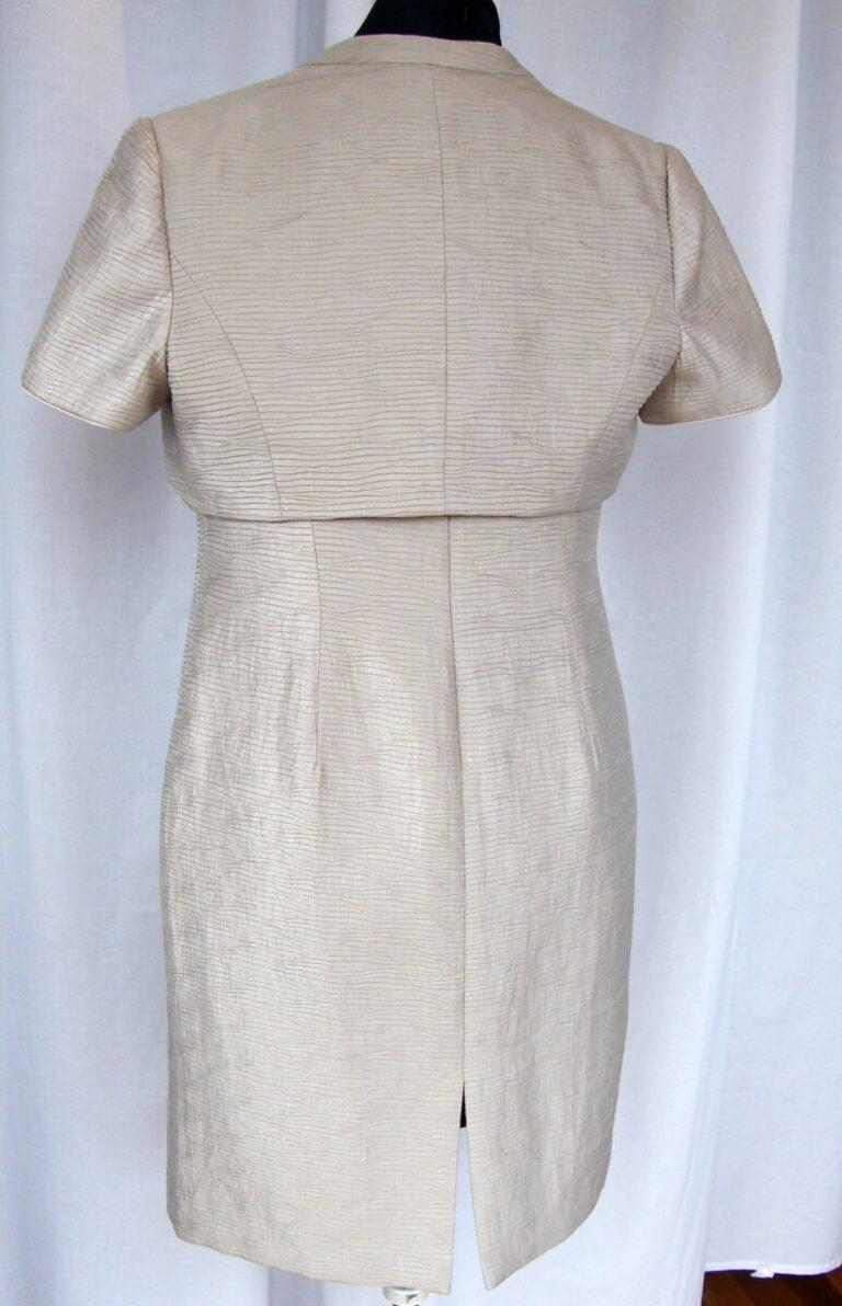 Jacques Vert HOT PINK & GOLD RANGE GOLD RIPPLE SHANTUNG SHIFT DRESS GOLD RIPPLE SHANTUNG SHORT JACKET