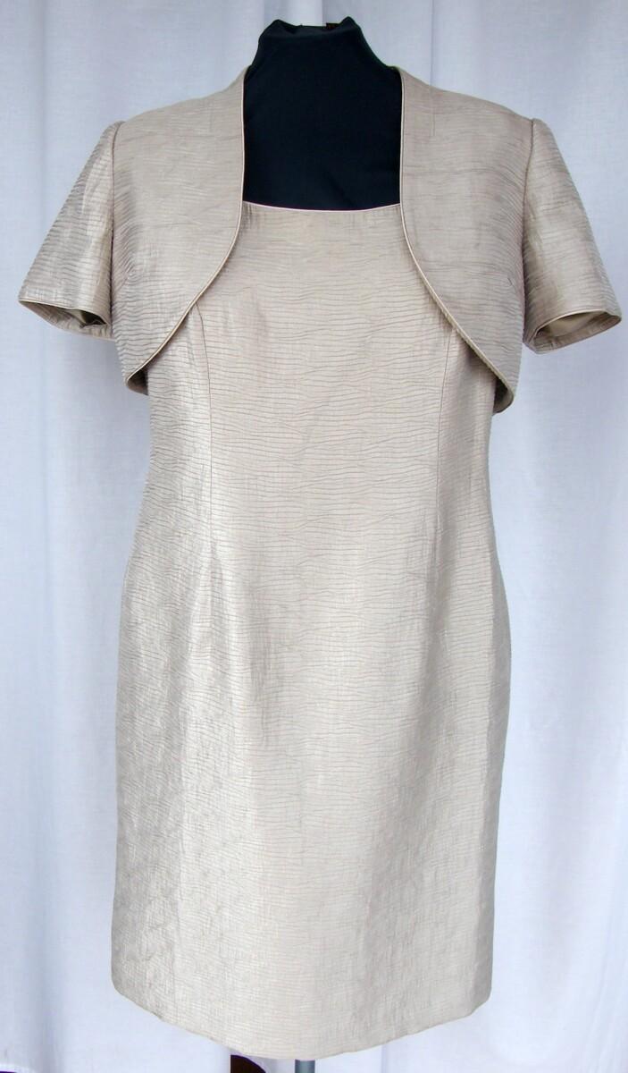 jacques vert HOT PINK & GOLD RANGE GOLD RIPPLE SHANTUNG SHIFT DRESS GOLD RIPPLE SHANTUNG SHORT JACKET