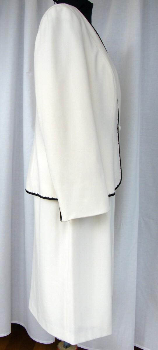 Jacques Vert IVORY BRUSHED CREPE SHIFT DRESS BLACK WAISTBAND & IVORY BRUSHED CREPE JACKET EDGED IN BLACK