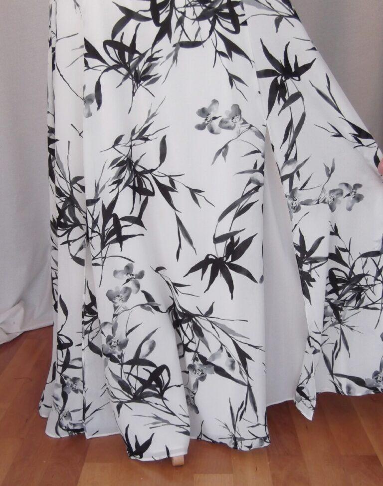 Jacques Vert IVORY CREPE CHIFFON MAXI DRESS &; SLEEVELESS TOP BLACK BAMBOO PRINT