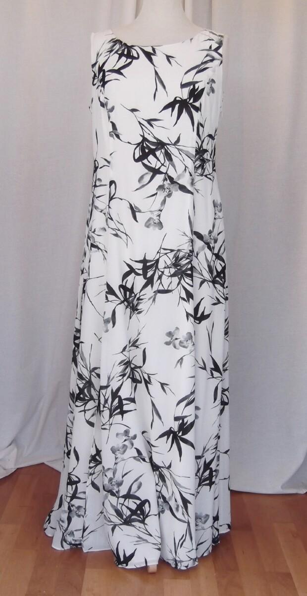 Jacques Vert IVORY CREPE CHIFFON MAXI DRESS &; SLEEVELESS TOP BLACK BAMBOO PRINT
