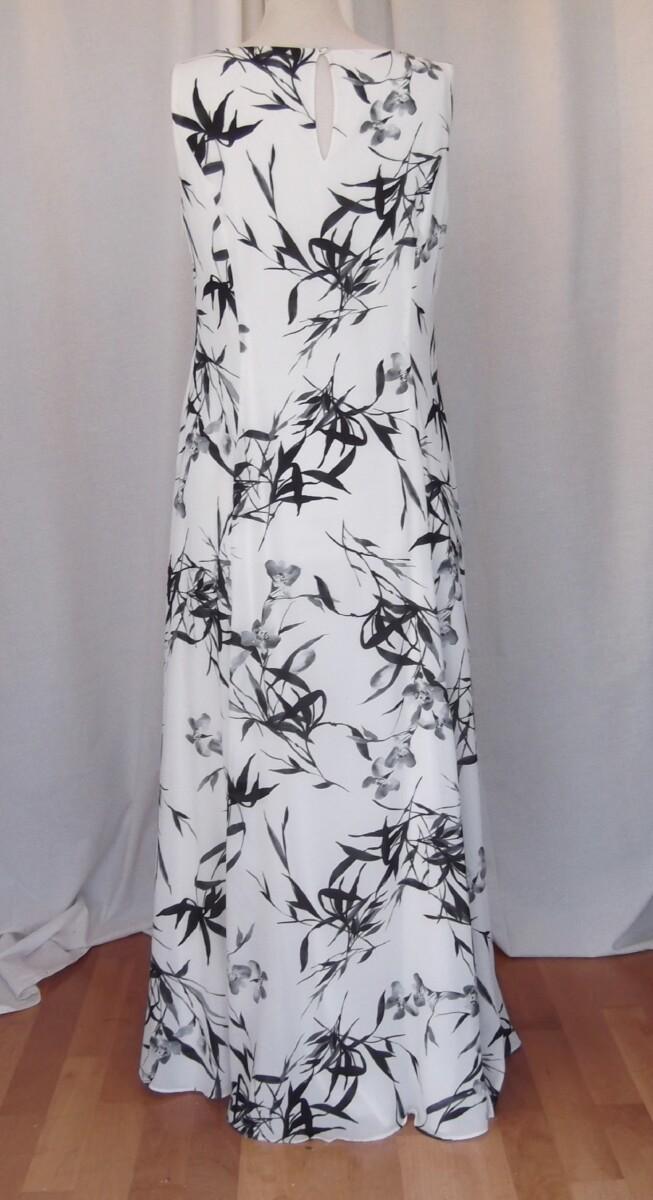 Jacques Vert IVORY CREPE CHIFFON MAXI DRESS &; SLEEVELESS TOP BLACK BAMBOO PRINT