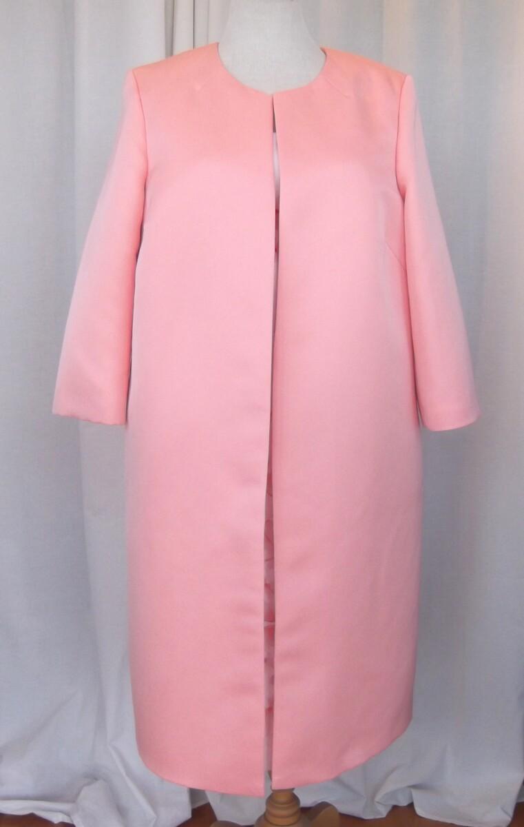 jacques vert IVORY & PEACH PETAL PRINT SHANTUNG SHIFT DRESS & OSAKA PEACH SATEEN COAT