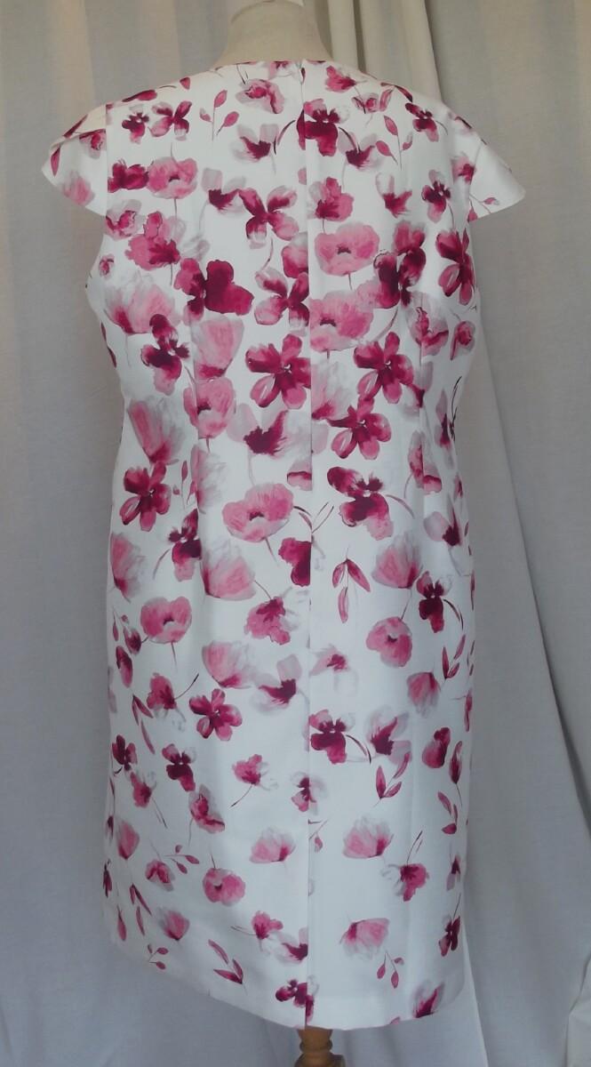 Jacques Vert IVORY SHANTUNG SHIFT DRESS BERRY PETAL PRINT WITH BERRY SHANTUNG POCKET DETAIL ACKET