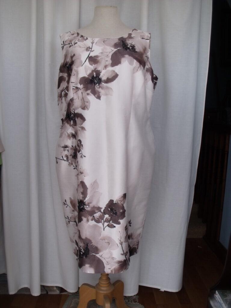 Jacques Vert IVORY SHANTUNG SHIFT DRESS COFFEE BROWN PLACEMENT PRINT & COFFEE BROWN SHANTUNG SHORT JACKET