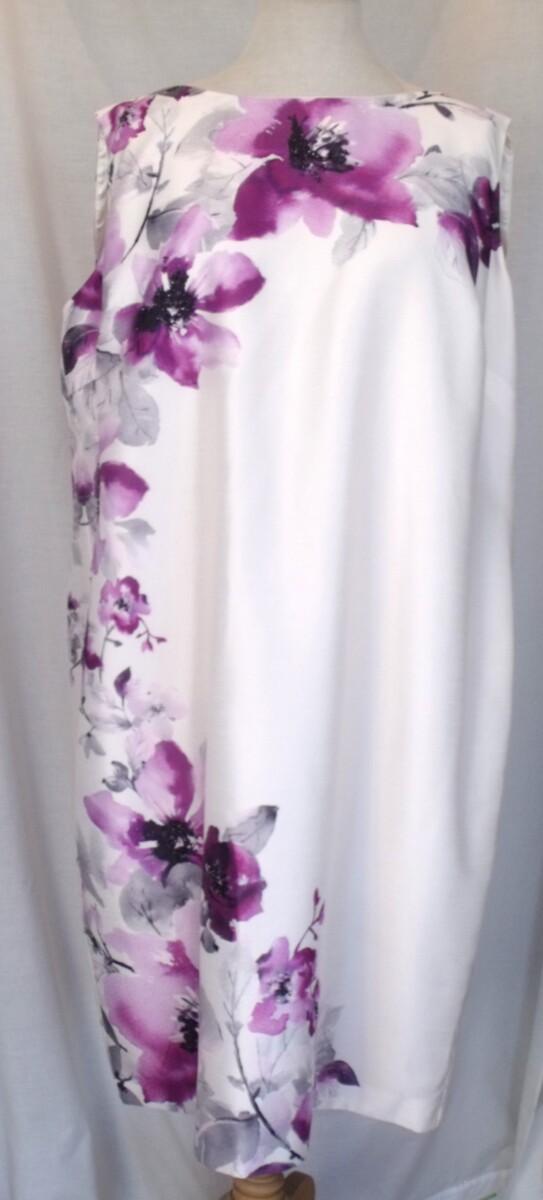 Jacques Vert IVORY SHANTUNG SHIFT DRESS RASPBERRY FLOWERHEAD PLACEMENT PRINT & RASPBERRY SHANTUNG JACKET