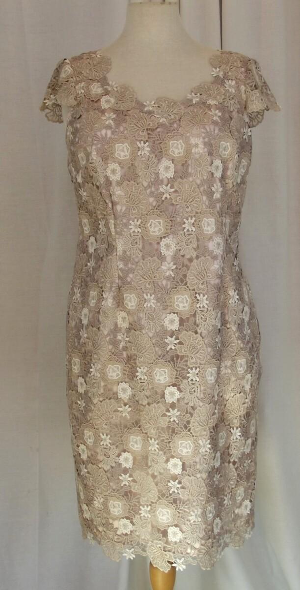 Jacques Vert JACQUES VERT 3 COLOUR LACE SHIFT DRESS & IVORY SHANTUNG SHORT JACKET