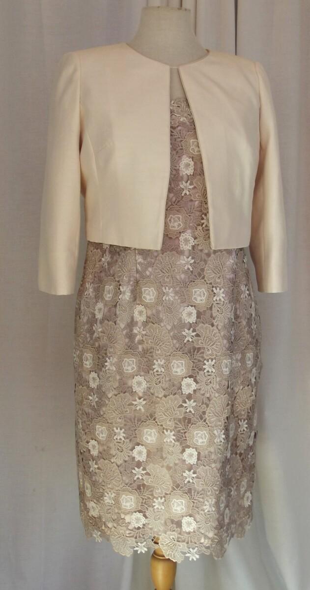 jacques vert JACQUES VERT 3 COLOUR LACE SHIFT DRESS & IVORY SHANTUNG SHORT JACKET