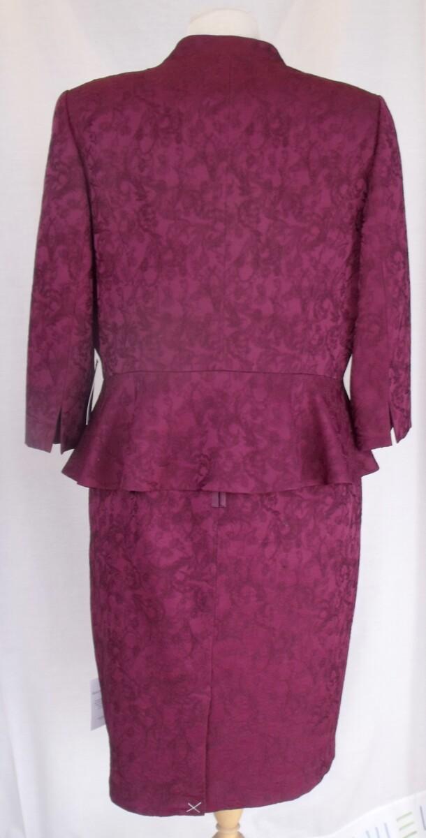 Jacques Vert JACQUES VERT COLLECTION BURGUNDY JACQUARD CHINOIS DRESS AND MATCHING PEPLUM JACKET