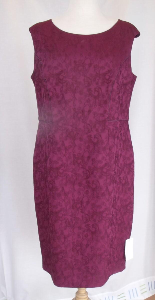 Jacques Vert JACQUES VERT COLLECTION BURGUNDY JACQUARD CHINOIS DRESS AND MATCHING PEPLUM JACKET