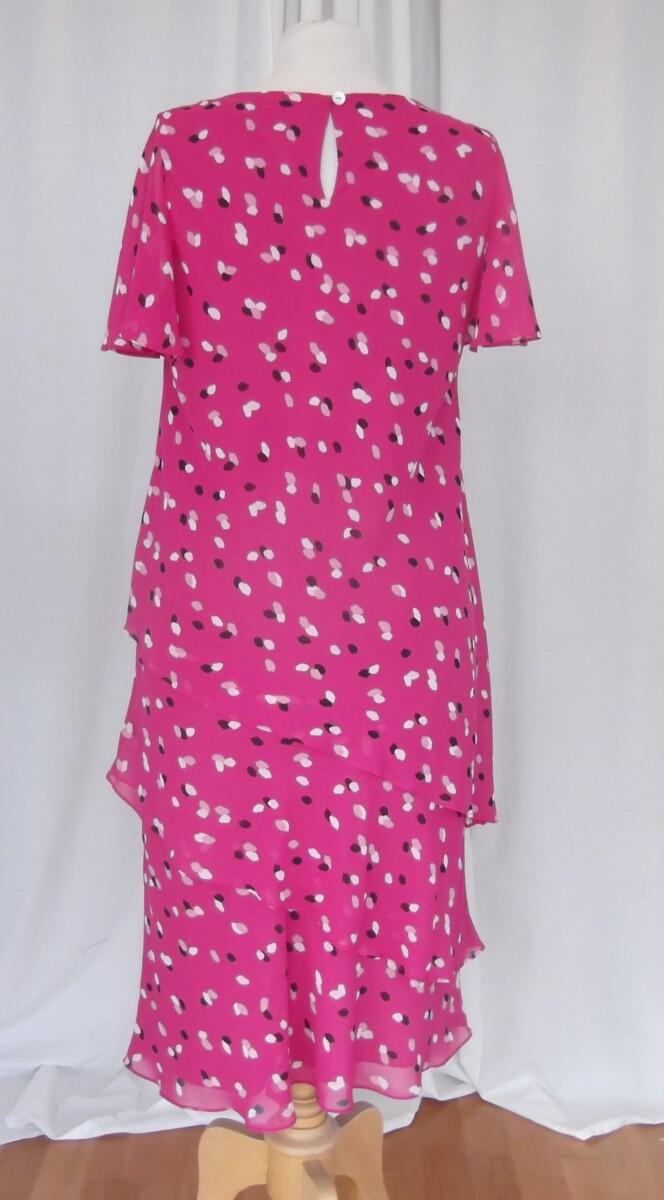 Jacques Vert JACQUES VERT COLLECTION CLOVER PINK CREPE CHIFFON DRESS RANDOM PRINT