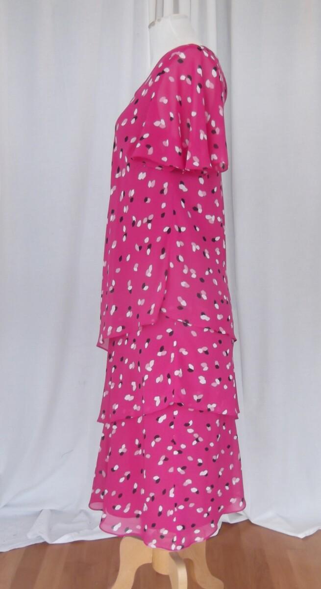 Jacques Vert JACQUES VERT COLLECTION CLOVER PINK CREPE CHIFFON DRESS RANDOM PRINT