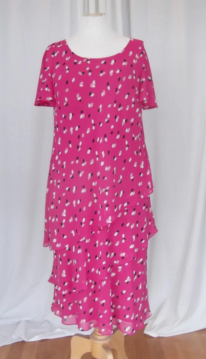 jacques vert JACQUES VERT COLLECTION CLOVER PINK CREPE CHIFFON DRESS RANDOM PRINT