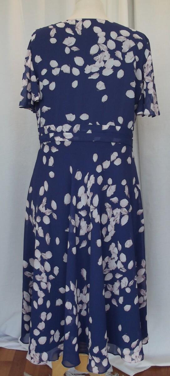 Jacques Vert JACQUES VERT COLLECTION DARK BLUE CHIFFON DRESS RANDOM PINK LEAF PRINT & PINK BAILEY CREPE JACKET