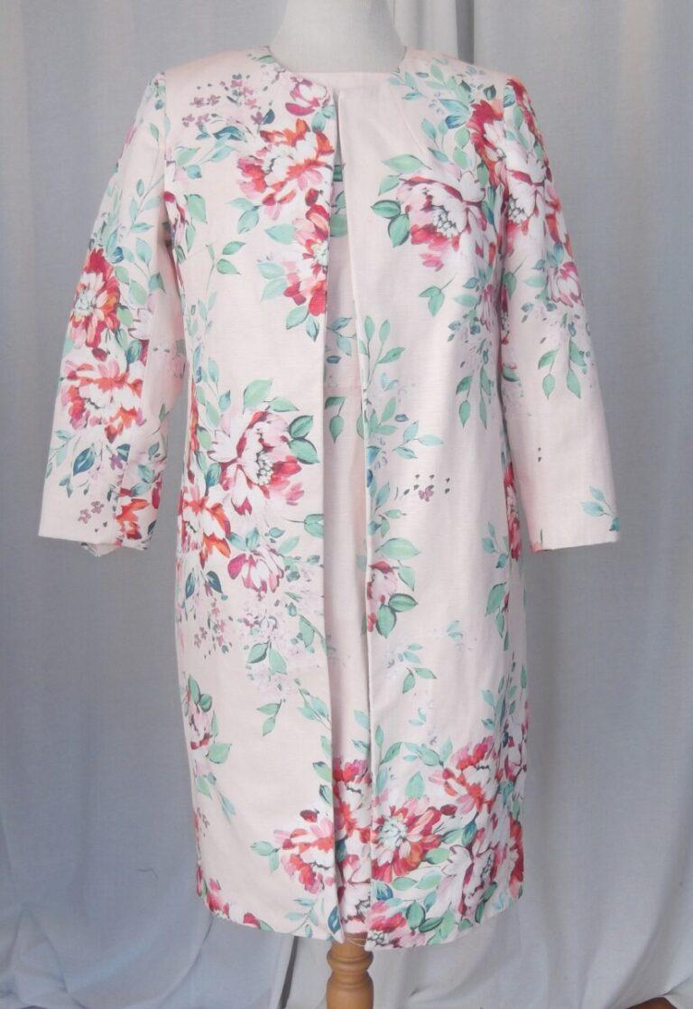 jacques vert JACQUES VERT COLLECTION FITTED DRESS & COAT IN CHENILLE FLORAL PRINTED JACQUARD