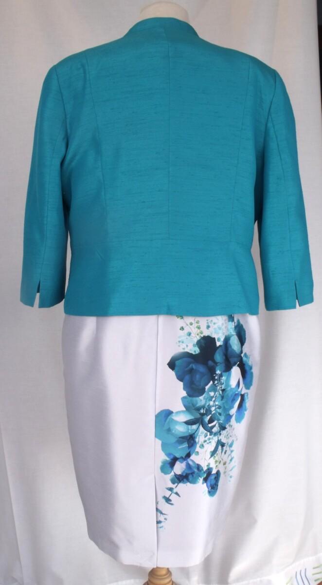 Jacques Vert JACQUES VERT COLLECTION HELENA SHANTUNG SHIFT DRESS FLORAL PRINT & ELLIE PEACOCK SHANTUNG JACKET