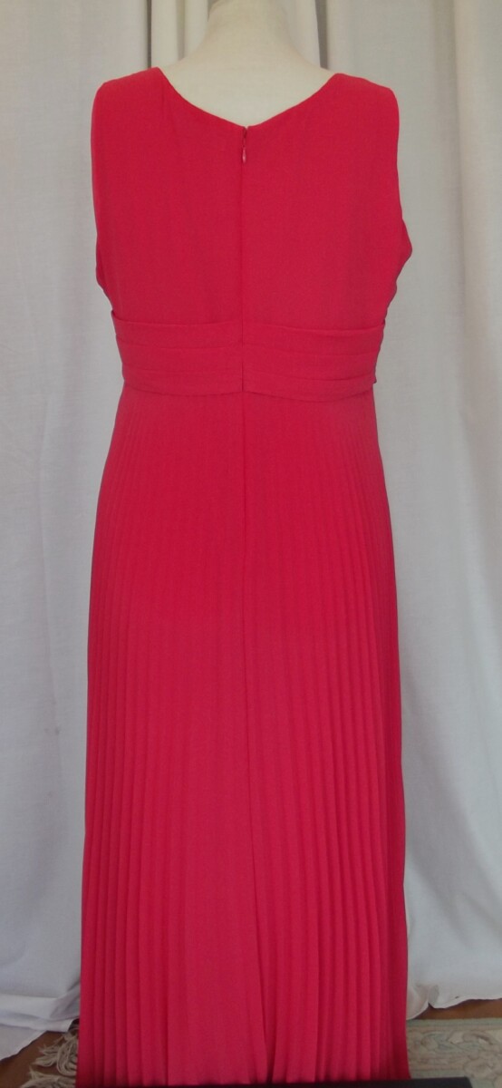 Jacques Vert JACQUES VERT COLLECTION HOT PINK SLEEVELESS MAXI DRESS SUNRAY PLEATED FLOOR LENGTH SKIRT