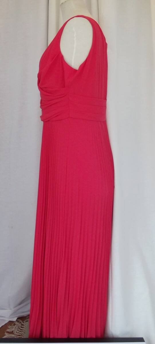 Jacques Vert JACQUES VERT COLLECTION HOT PINK SLEEVELESS MAXI DRESS SUNRAY PLEATED FLOOR LENGTH SKIRT