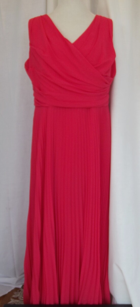 jacques vert JACQUES VERT COLLECTION HOT PINK SLEEVELESS MAXI DRESS SUNRAY PLEATED FLOOR LENGTH SKIRT