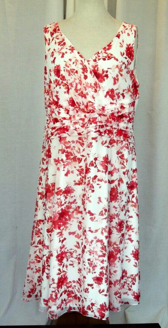 Jacques Vert JACQUES VERT COLLECTION IVORY CHIFFON DRESS HOT PINK FLORAL PRINT & MATCHING IVORY CREPE POCKET DETAIL JACKET