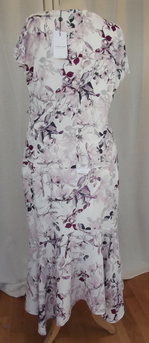 Jacques Vert JACQUES VERT COLLECTION IVORY SOFT CREPE SKIRT & CROSS OVER TOP LILAC FLORAL PRINT
