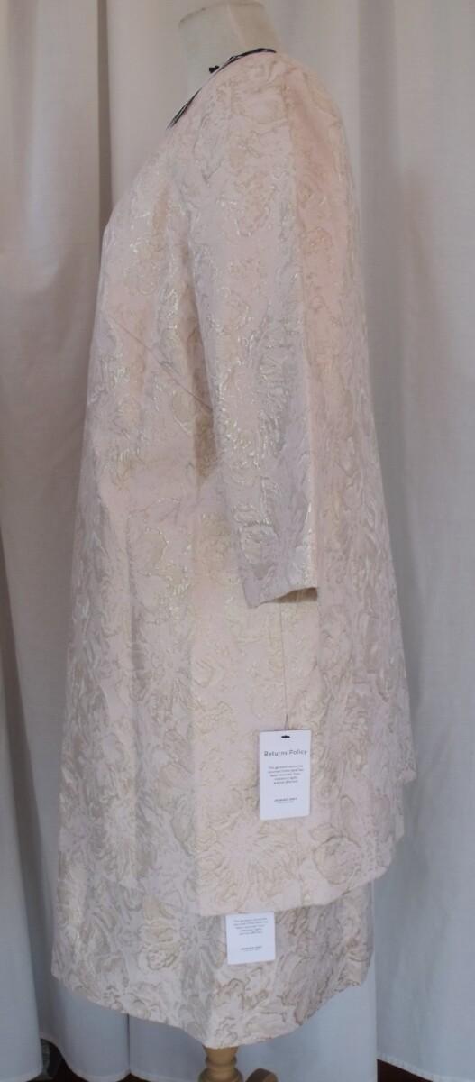 Jacques Vert JACQUES VERT COLLECTION LUCY DRESS & JULIE 3/4 LENGTH COAT IN LUXURY CREAM & GOLD JACQUARD SHANTUNG