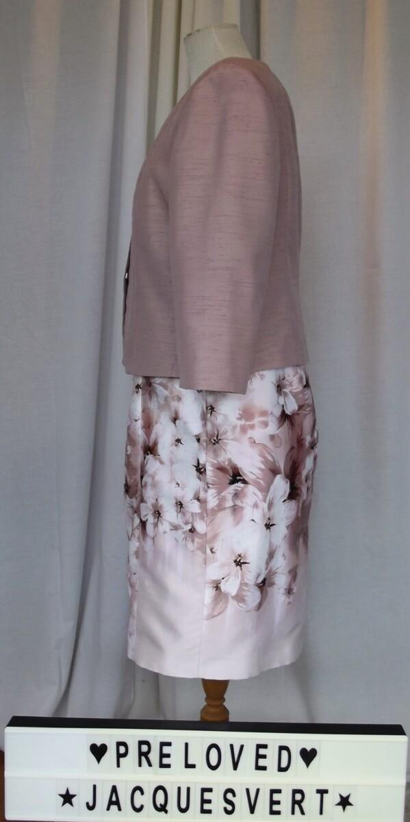 Jacques Vert JACQUES VERT COLLECTION MINK SHANTUNG SHIFT DRESS PLACEMENT PRINT & MINK SHANTUNG JACKET