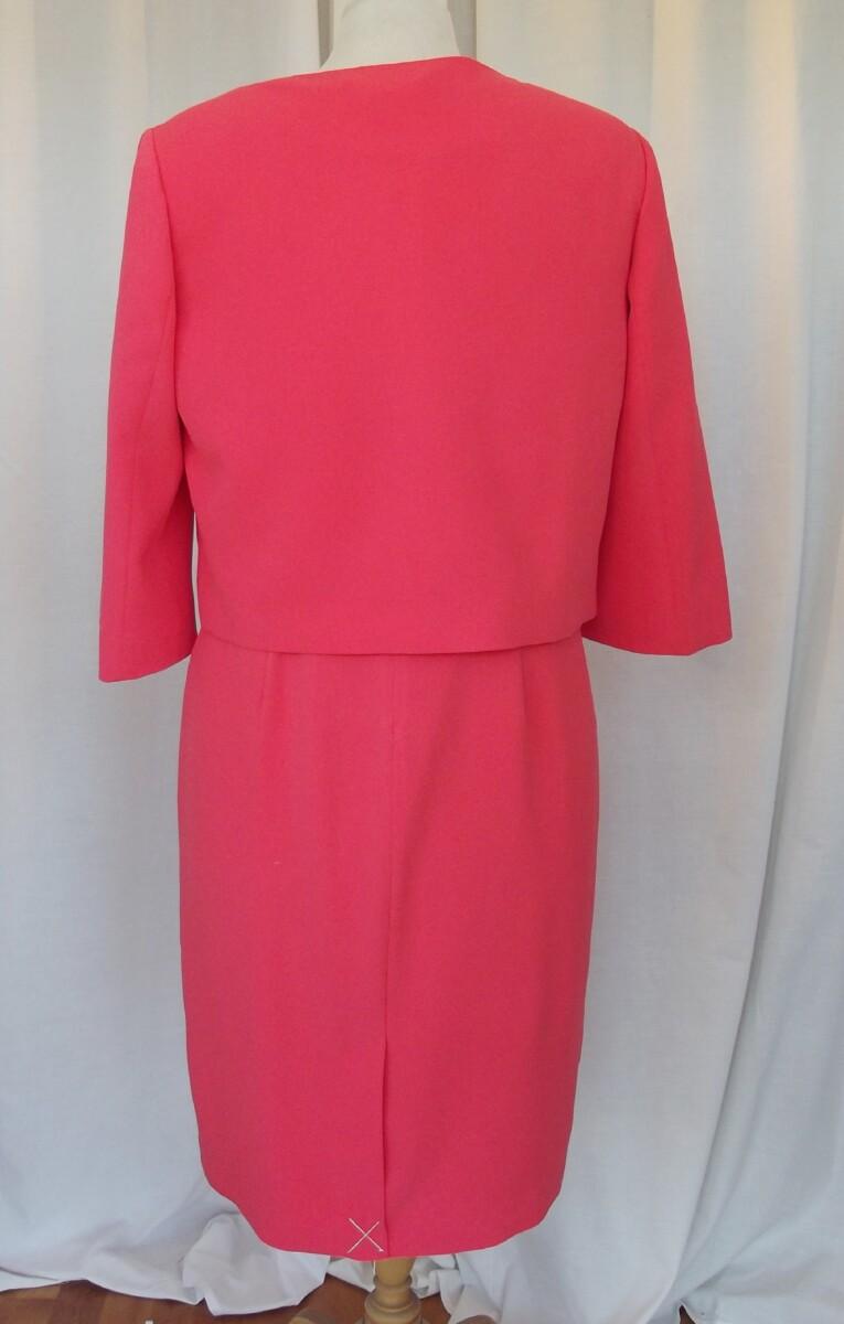 Jacques Vert JACQUES VERT COLLECTION OSAKA RANGE EMBROIDERED CREPE DRESS IN CORAL PINK MATCHING CREPE JACKET