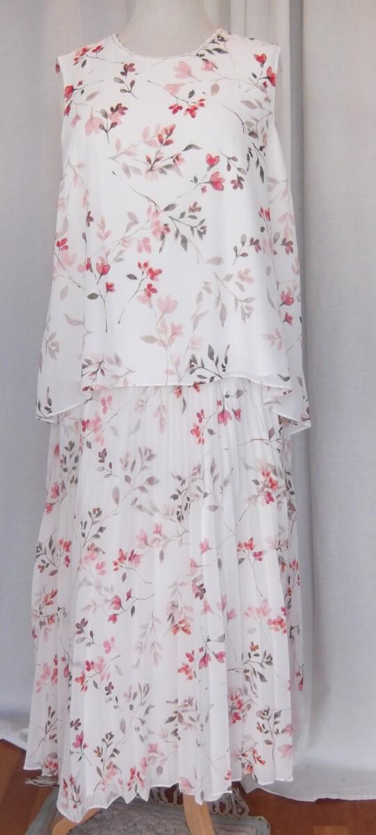 jacques vert JACQUES VERT COLLECTION OSAKA RANGE PLEATED SKIRT & SLEEVELESS CREPE CHIFFON TOP CUT HI/LO