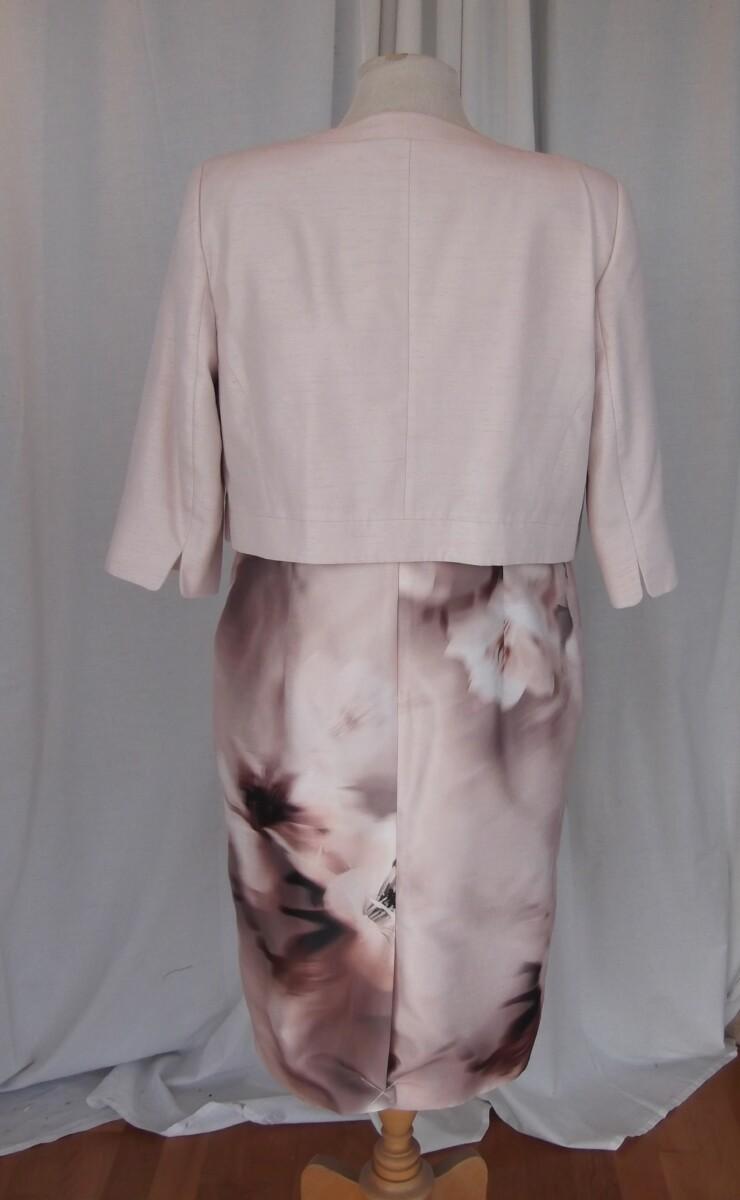 Jacques Vert JACQUES VERT COLLECTION OYSTER SHANTUNG SHIFT DRESS BEADED NECKLINE OYSTER SHANTUNG SHORT JACKET