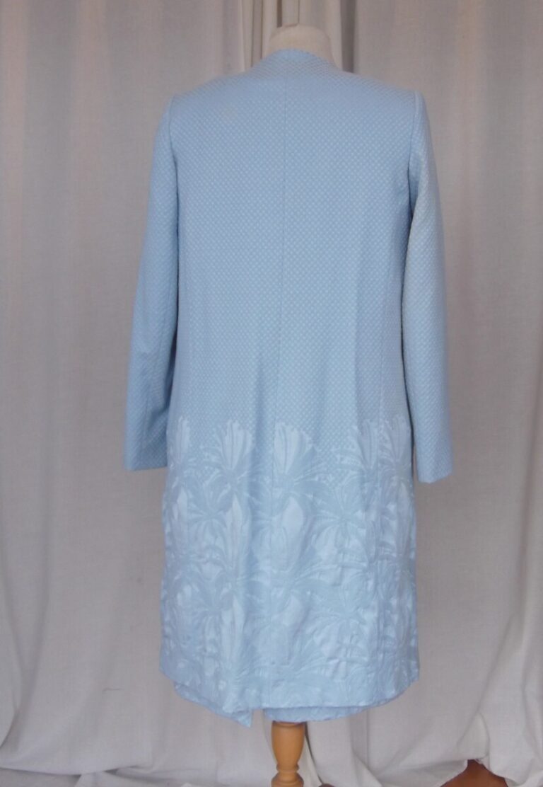 Jacques Vert JACQUES VERT COLLECTION POWDER BLUE JACQUARD FABRIC DRESS SIZE 16 & COAT SIZE 14