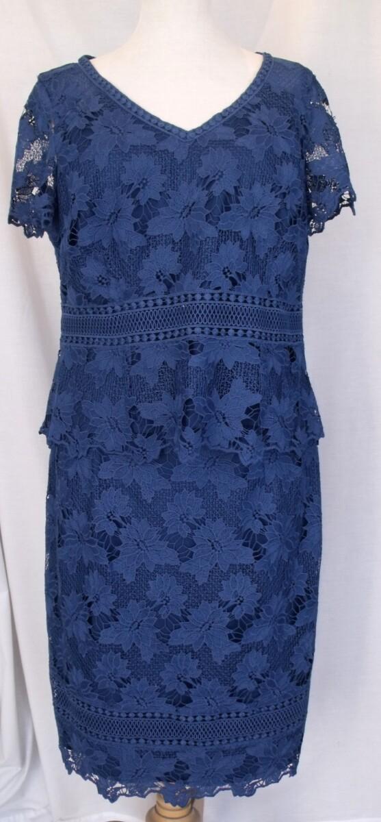 Jacques Vert JACQUES VERT COLLECTION PRUSSIAN BLUE FLORAL LACE SKIRT & TOP MATCHING PRUSSIAN BLUE POCKET DETAIL JACQUARD JACKET