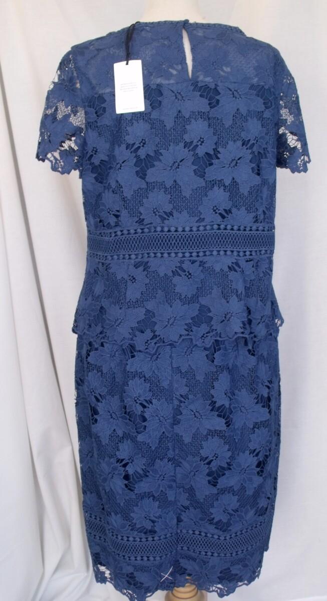 Jacques Vert JACQUES VERT COLLECTION PRUSSIAN BLUE FLORAL LACE SKIRT & TOP MATCHING PRUSSIAN BLUE POCKET DETAIL JACQUARD JACKET