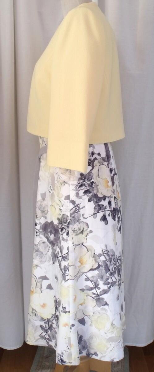 Jacques Vert JACQUES VERT COLLECTION SOFT CREPE WRAPOVER DRESS YELLOW & GREY PRINT & YELLOW JACQUARD CREPE JACKET