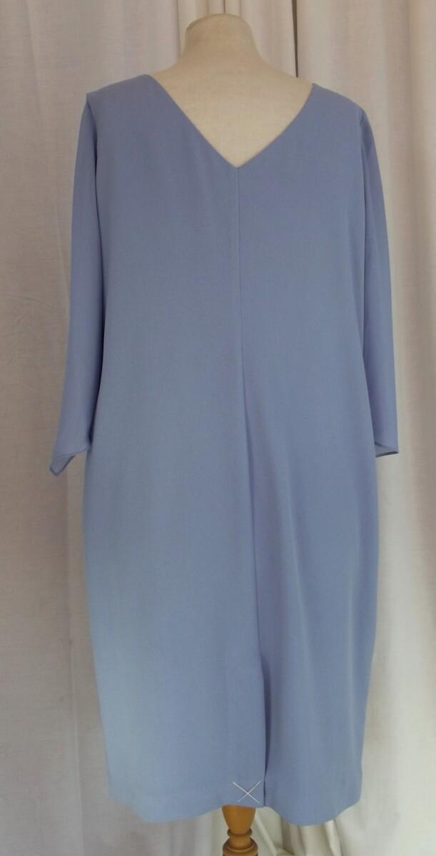 Jacques Vert JACQUES VERT COLLECTION VIOLET BLUE CREPE EMBROIDERED SHIFT DRESS CHIFFON SCARF NECKLINE & SLEEVES