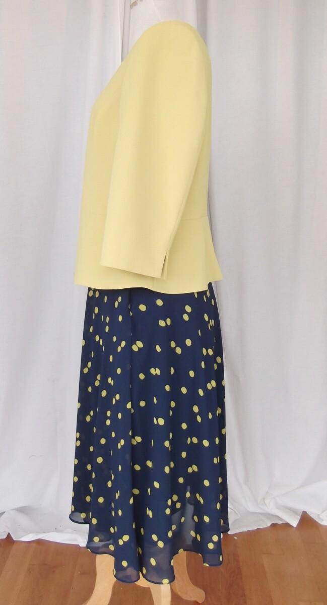 Jacques Vert JACQUES VERT COLLECTION VIVIENNE NAVY CREPE CHIFFON DRESS CHARTREUSE SPOT PRINT CHARTREUSE CREPE JACKET