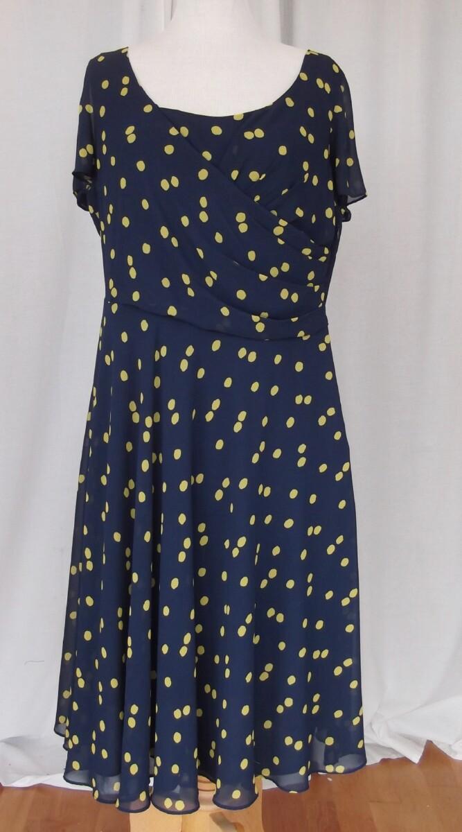 Jacques Vert JACQUES VERT COLLECTION VIVIENNE NAVY CREPE CHIFFON DRESS CHARTREUSE SPOT PRINT CHARTREUSE CREPE JACKET