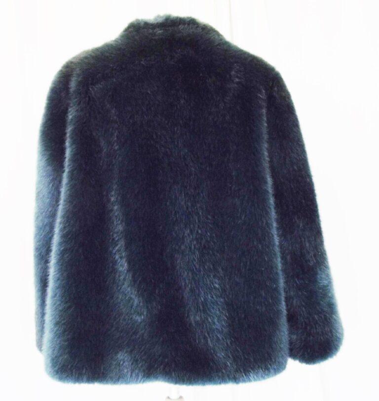 Jacques Vert JACQUES VERT PRUSSIAN BLUE FAUX FUR JACKET SIZE 16 IN EXCELLENT CONDITION
