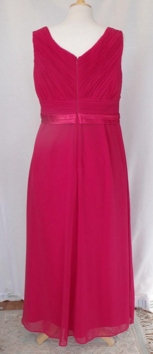 Jacques Vert JACQUES VERT SCARLET RED CREPE CHIFFON BALLERINA LENGTH GOWN WITH RUCHED FAUX CROSS OVER BODICE