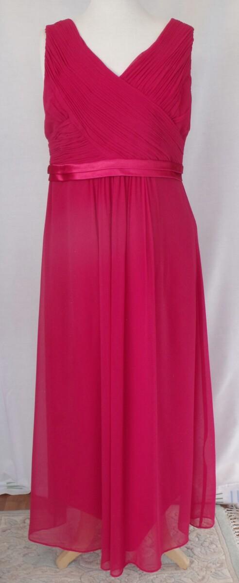 jacques vert JACQUES VERT SCARLET RED CREPE CHIFFON BALLERINA LENGTH GOWN WITH RUCHED FAUX CROSS OVER BODICE