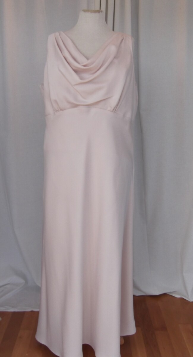 jacques vert JACQUES VERT SLEEVELESS JACQUARD SATIN EMPIRE LINE MAXI DRESS COWL NECKLINE BUGLE BEADED BACK STRAPS