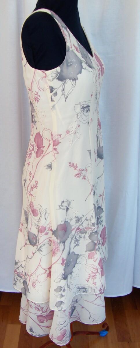 Jacques Vert KIR RANGE CREAM CHIFFON DRESS DELICATE ROSE PINK & GREY PRINT & MATCHING SHEER CHIFFON JACKET