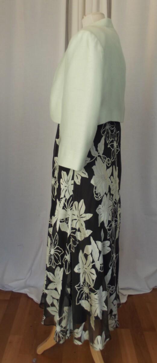 Jacques Vert LEAF & ACORN RANGE ACORN GREEN CHIFFON DRESS LEAF GREEN FLORAL DEVORE & LEAF GREEN SHORT JACKET