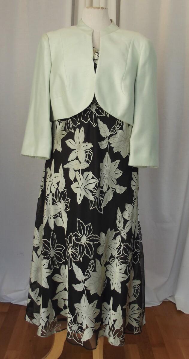 jacques vert LEAF & ACORN RANGE ACORN GREEN CHIFFON DRESS LEAF GREEN FLORAL DEVORE & LEAF GREEN SHORT JACKET