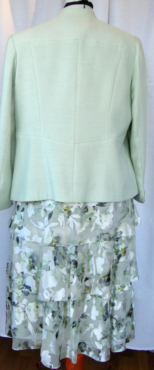Jacques Vert LEAF & ACORN RANGE LEAF GREEN 16% SILK DEVORE DRESS FLORAL PRINT LEAF GREEN WOVEN JACKET