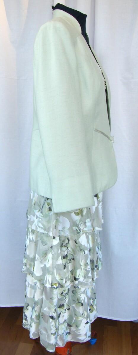 Jacques Vert LEAF & ACORN RANGE LEAF GREEN 16% SILK DEVORE DRESS FLORAL PRINT LEAF GREEN WOVEN JACKET